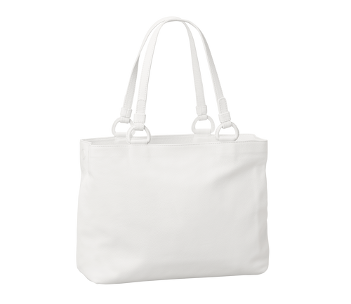 Marcella Leather Travel Tote in Pearl