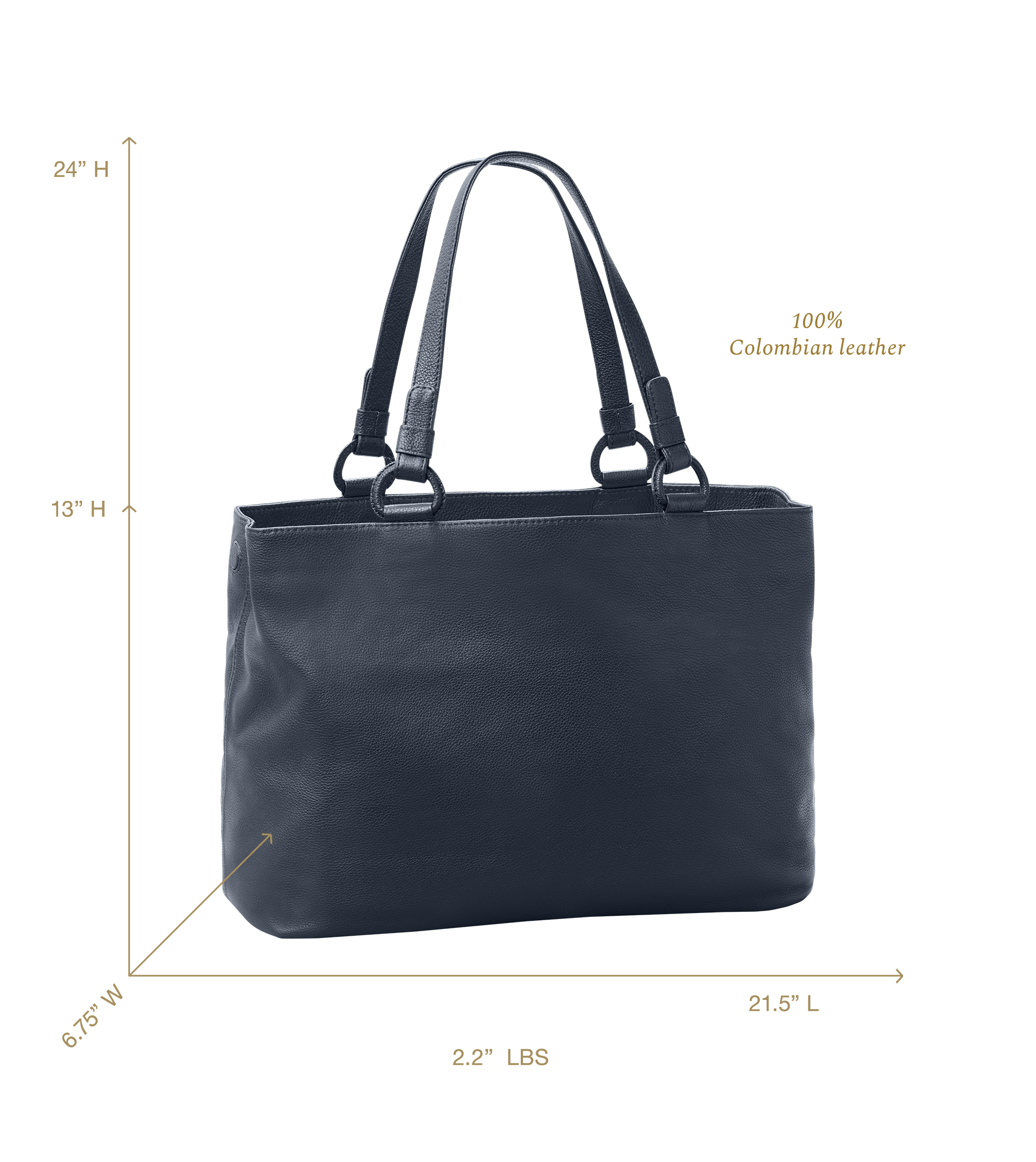 Marcella Leather Travel Tote in Navy