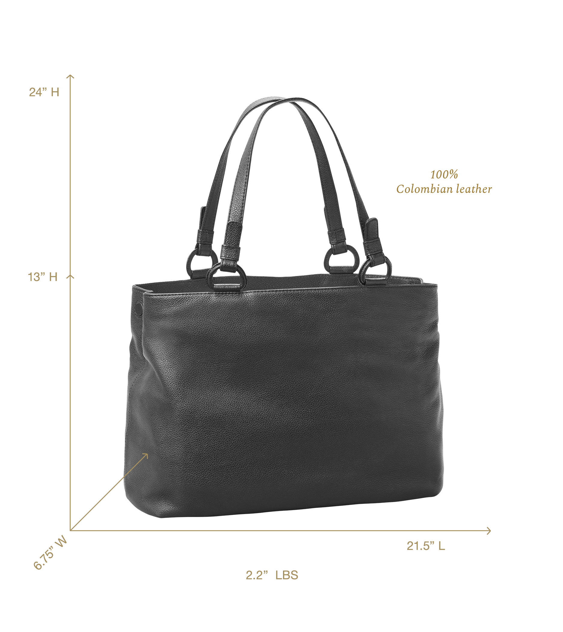 Marcella Leather Travel Tote in Black