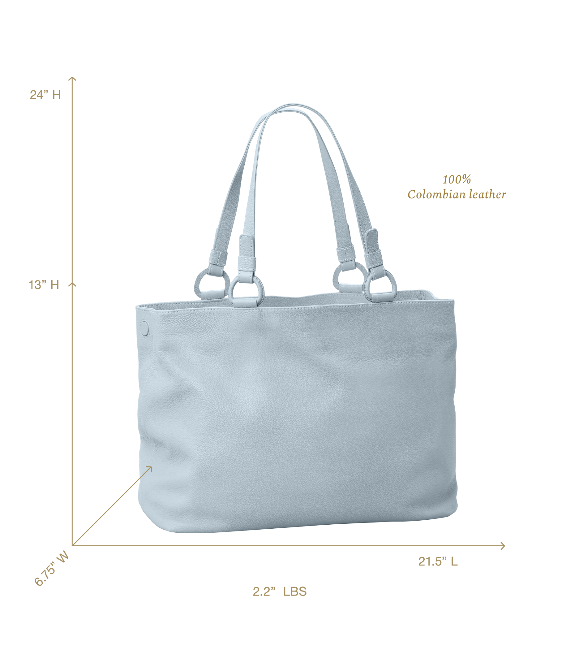 Marcella Leather Travel Tote in Sky