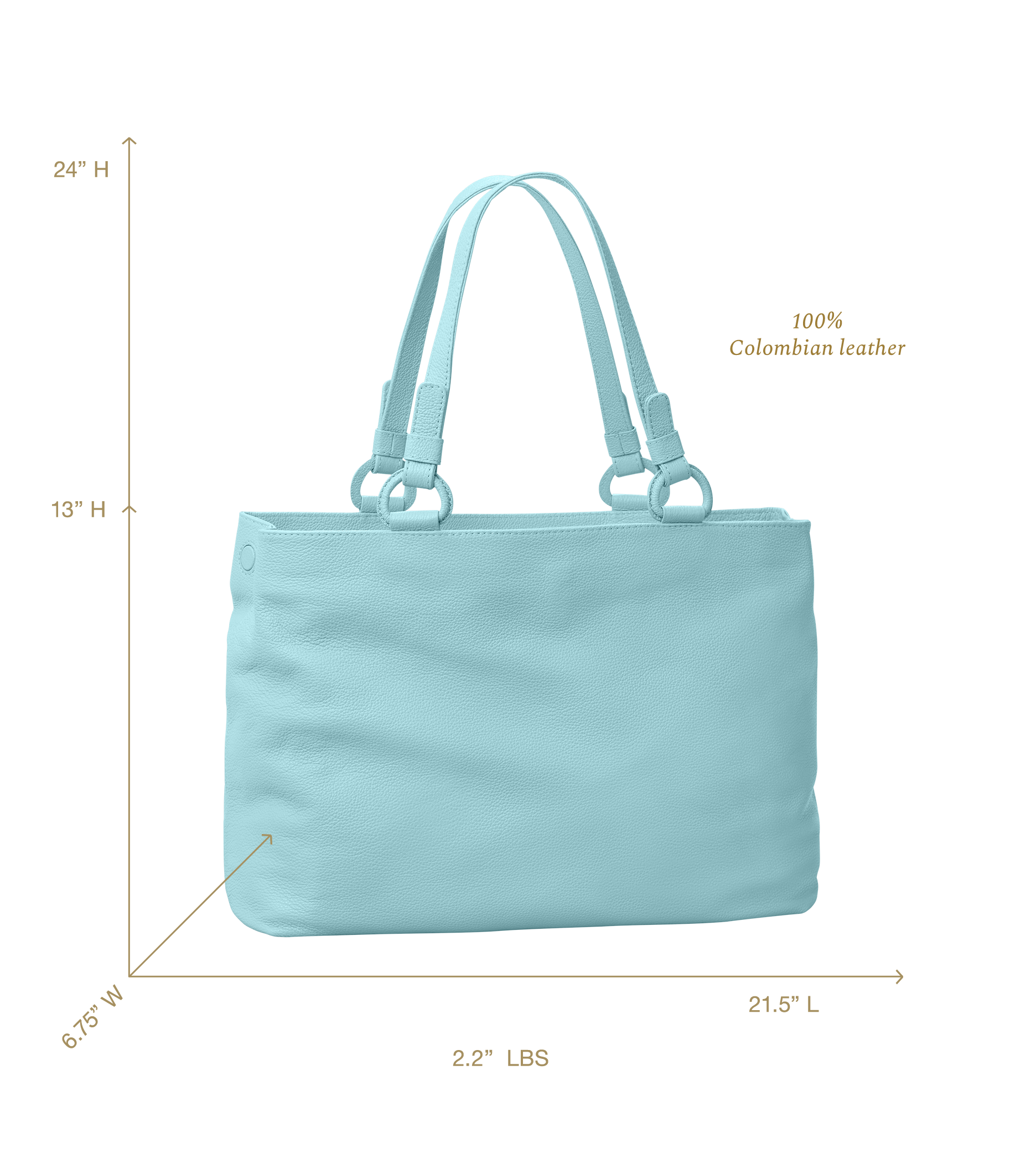 Marcella Leather Travel Tote in Azure