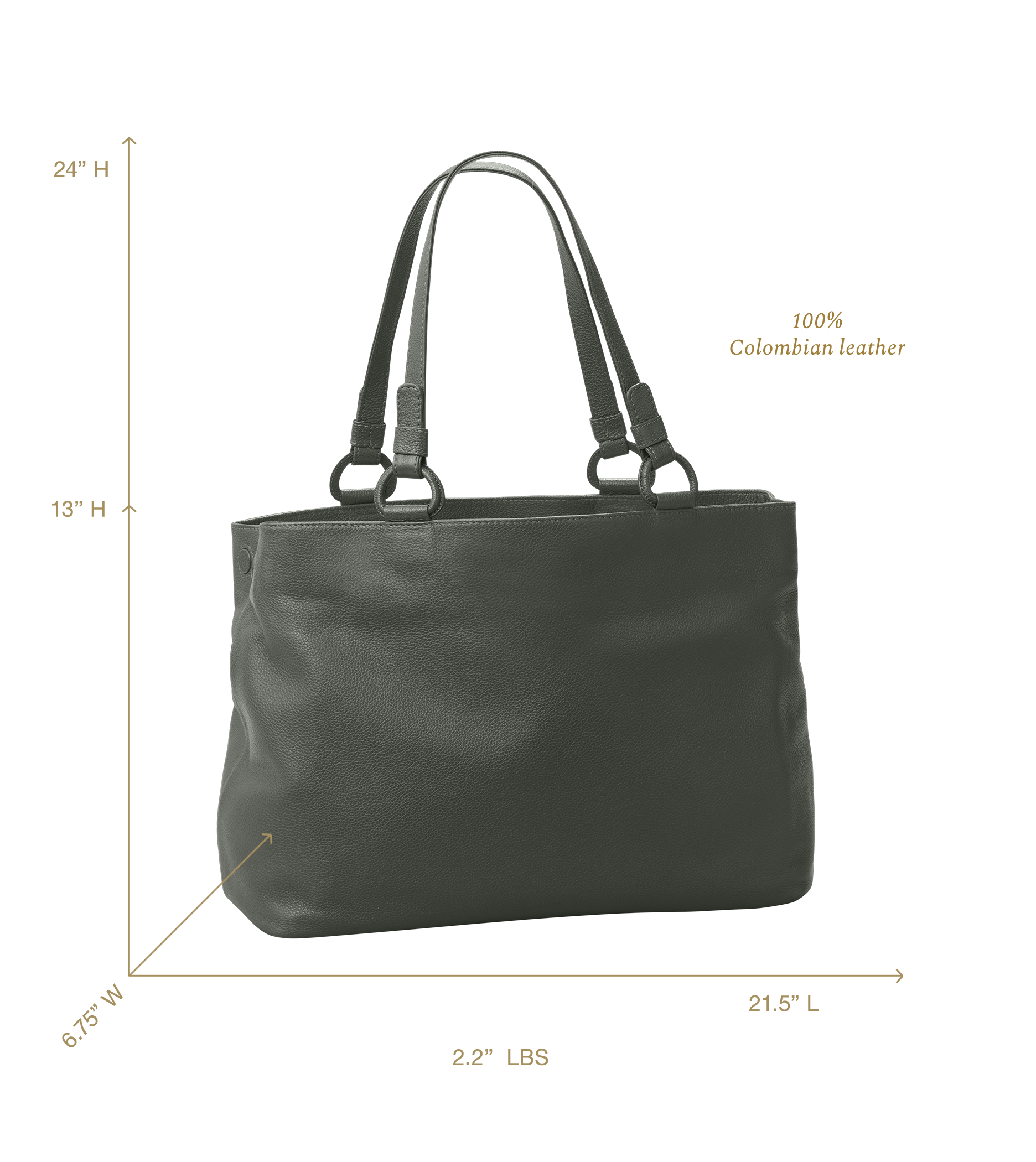 Marcella Leather Travel Tote in Loden