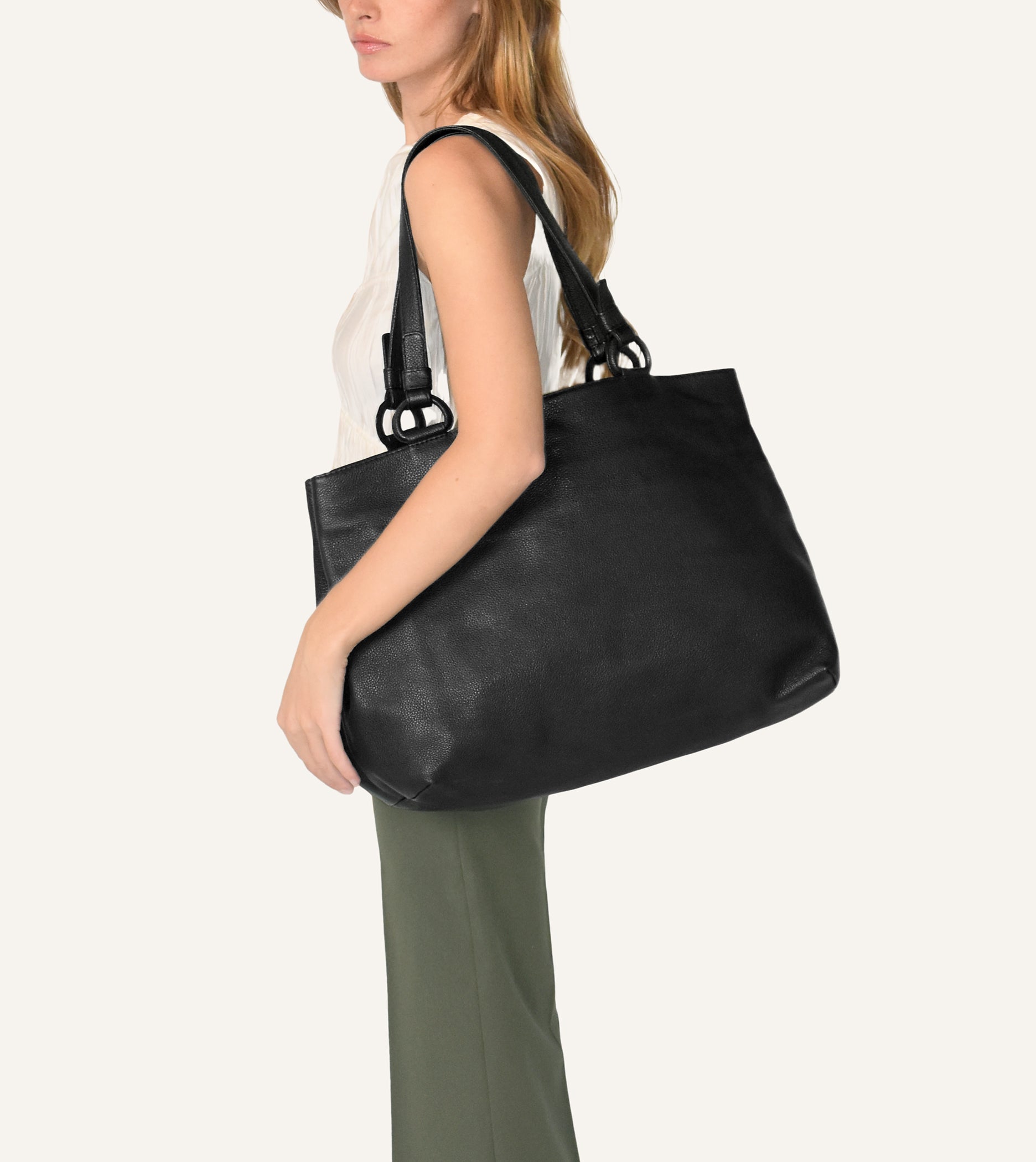 Marcella Leather Travel Tote in Black